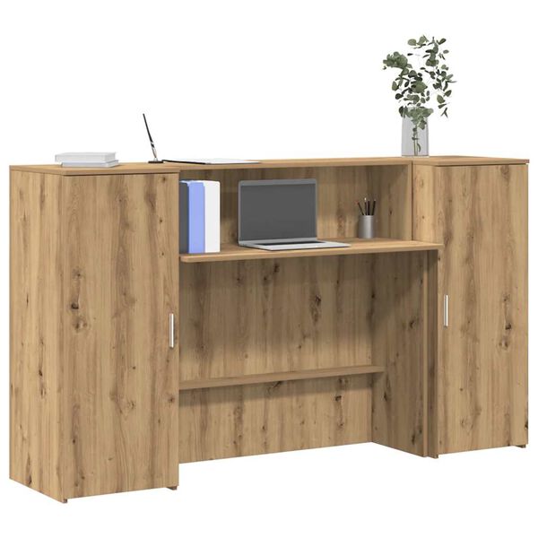 vidaXL Receptiebalie 180x50x103,5cm bewerkt hout artisanaal eikenkleur