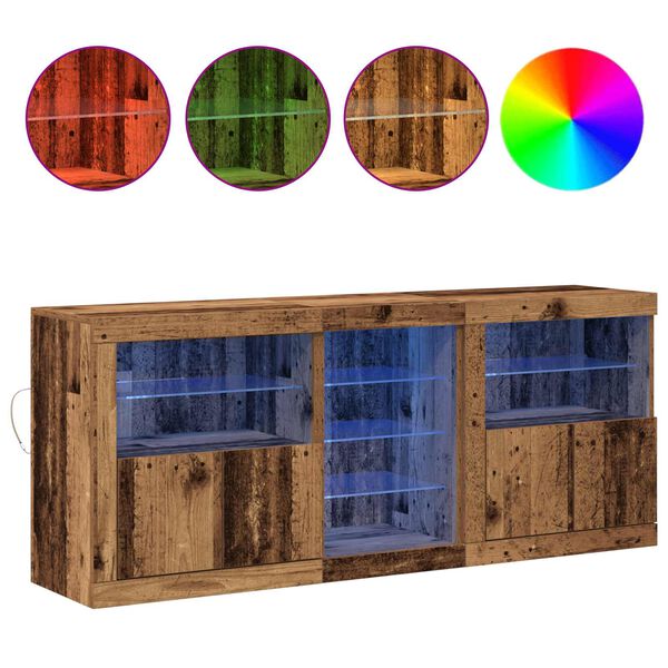 vidaXL LED Sideboard Oudhout 162 x 37 x 67 cm Bewerkt hout