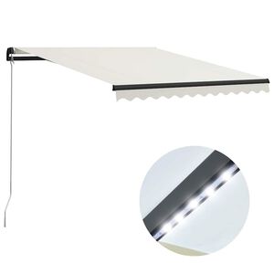 vidaXL Luifel handmatig uittrekbaar met LED 300x250 cm cr&egrave;me