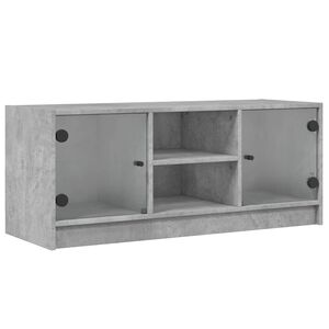 vidaXL Tv-meubel met glazen deuren 102x37x42 cm betongrijs