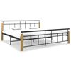vidaXL Bedframe metaal en massief eikenhout 200x200 cm