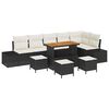vidaXL Tuinbankenset met kussen 10 pcs Zwart poly rattan