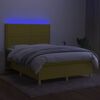 vidaXL Boxspring met matras en LED stof groen 140x200 cm