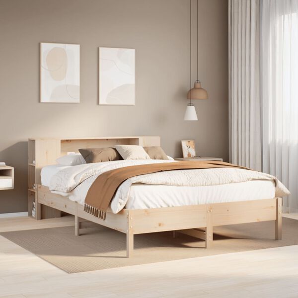 vidaXL Bed met boekenkast zonder matras massief grenenhout 150x200 cm
