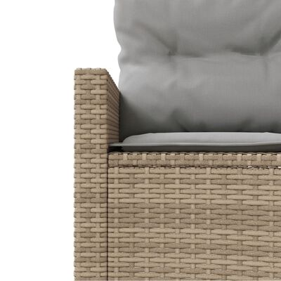 vidaXL Tuinbank met kussens halfrond poly rattan beige