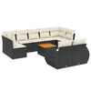 vidaXL 10-delige Loungeset met kussens poly rattan zwart