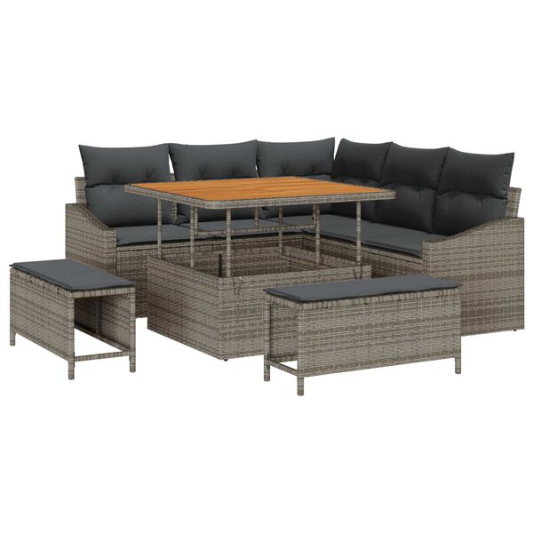 vidaXL Tuin Sofa Set met kussen 8 pcs Grijs Poly riet