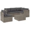 vidaXL 6-delige Loungeset met kussens poly rattan grijs