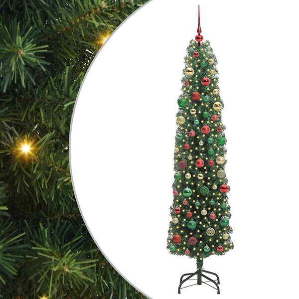 vidaXL Kunstkerstboom Groen 210 cm PVC en Staal en Kunststof