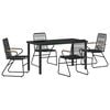 vidaXL Tuin eettafelset 5 pcs Zwart Gepoedercoat staal