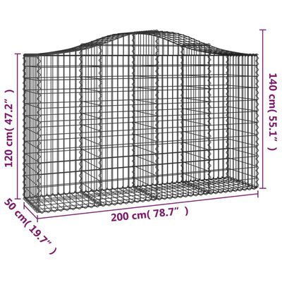 vidaXL Schanskorven 20 st gewelfd 200x50x120/140 cm ijzer