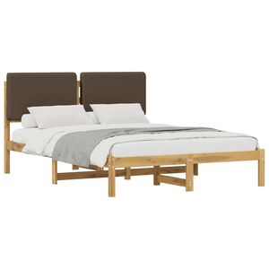 vidaXL Bedframe met gestoffeerd hoofdbord Whitewash en taupe
