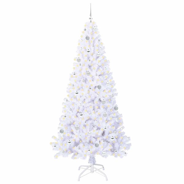 vidaXL Kunstkerstboom met 300 LED Wit 240 cm PVC en staal