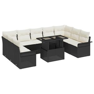 vidaXL Tuin Sofa Set 10 st Zwart [Synthetisch]: Poly Rattan