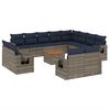 vidaXL 13-delige tuinbankset met kussens, grijs polyrotan