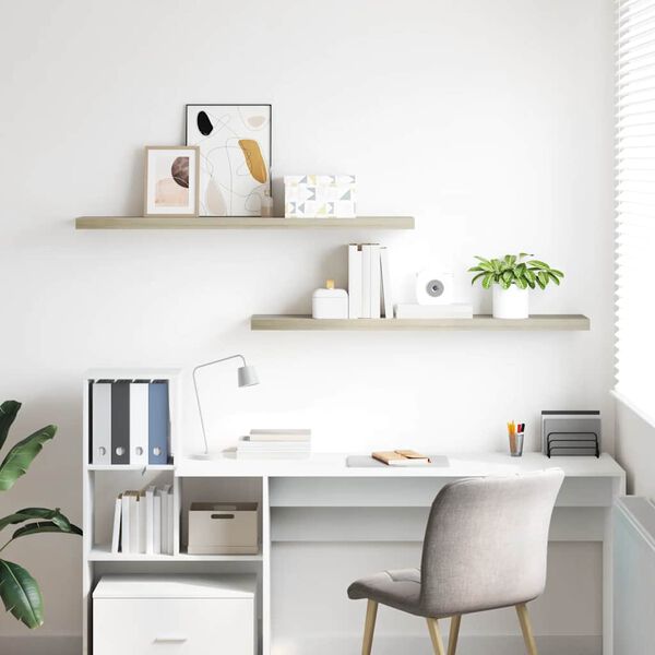 vidaXL Wandschappen zwevend 2 st 120x23,5x3,8 cm MDF eikenkleurig