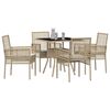 vidaXL Tuin eettafelset 5 pcs Beige poly rattan