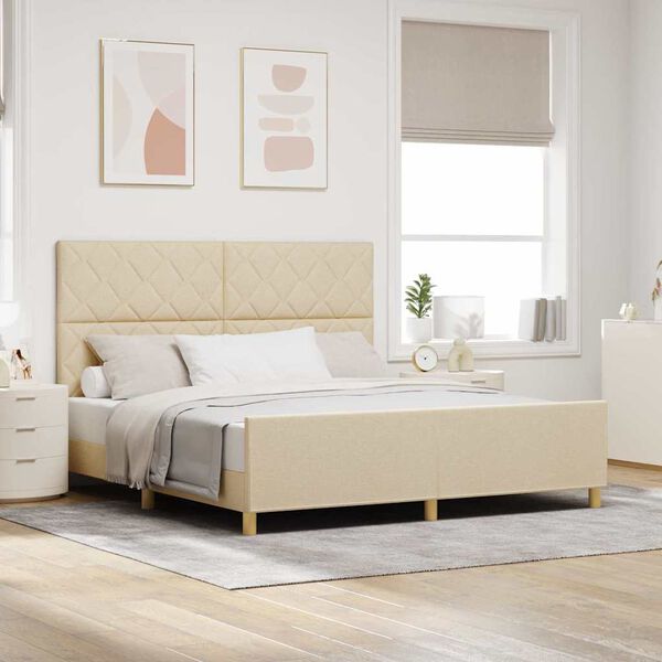 vidaXL Bedframe met hoofdeinde Cr&egrave;me 180 x 200 cm Stof