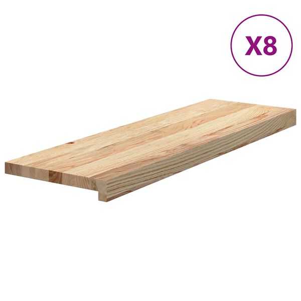 vidaXL Traptreden 8 st 80x25x2 cm onbehandeld massief eikenhout