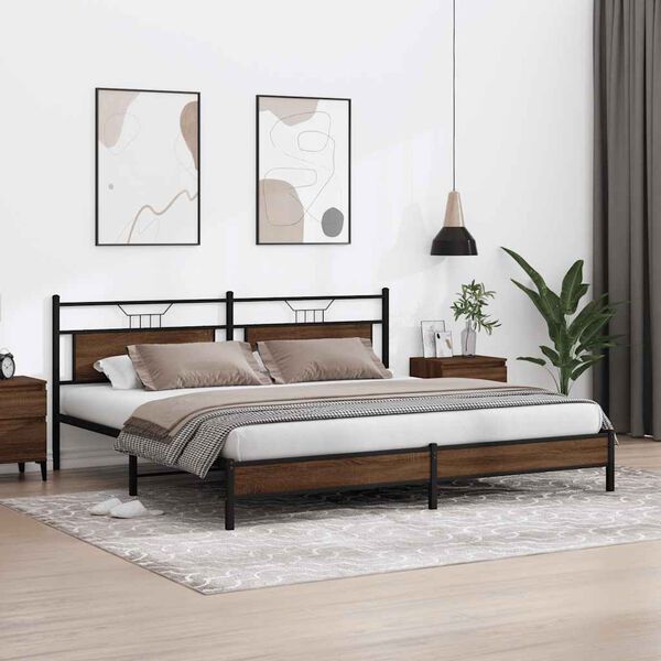 vidaXL Bedframe zonder matras metaal bruin eikenkleur 193x201 cm