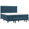 vidaXL Boxspring met matras fluweel donkerblauw 180x200 cm