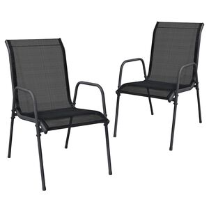 vidaXL Tuinstoelen 2 st staal en textileen zwart