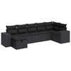 vidaXL 7-delige Loungeset met kussens poly rattan zwart