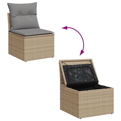 vidaXL 9-delige Loungeset met kussens poly rattan beige