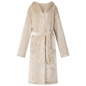 vidaXL Badjas Hoodie Beige s Flanel