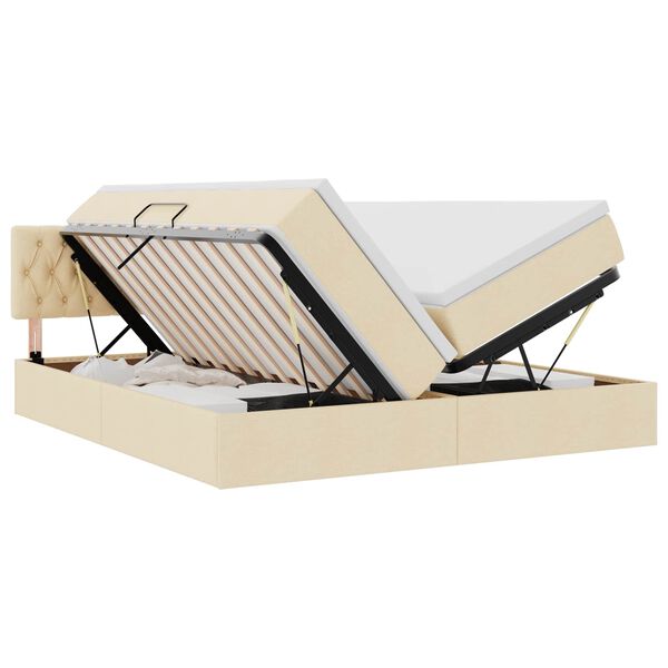vidaXL Opslag bed met matras met opslag Cr&egrave;me 180 x 200 cm Nep Leer