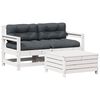 vidaXL 3-delige Loungeset met kussens massief grenenhout wit
