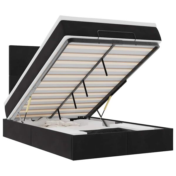 vidaXL Ottoman bed met matrassen en LED's 120x190cm fluweel zwart