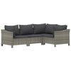 vidaXL 6-delige Loungeset met kussens poly rattan grijs