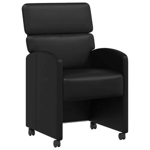 vidaXL Eetkamerstoelen met Wieltjes 2 st Kunstleer Zwart