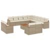 vidaXL 14-delige Loungeset met kussens poly rattan beige