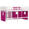 vidaXL Kinderhoogslaper met gordijnen 80x200 cm grenenhout roze