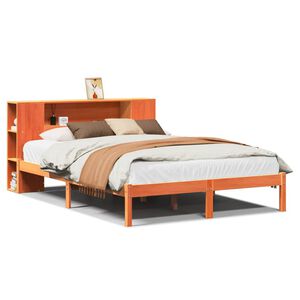 vidaXL Bed met boekenkast zonder matras grenenhout wasbruin 150x200 cm