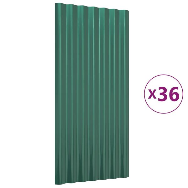 vidaXL Dakpanelen 36 st 80x36 cm gegalvaniseerd staal groen