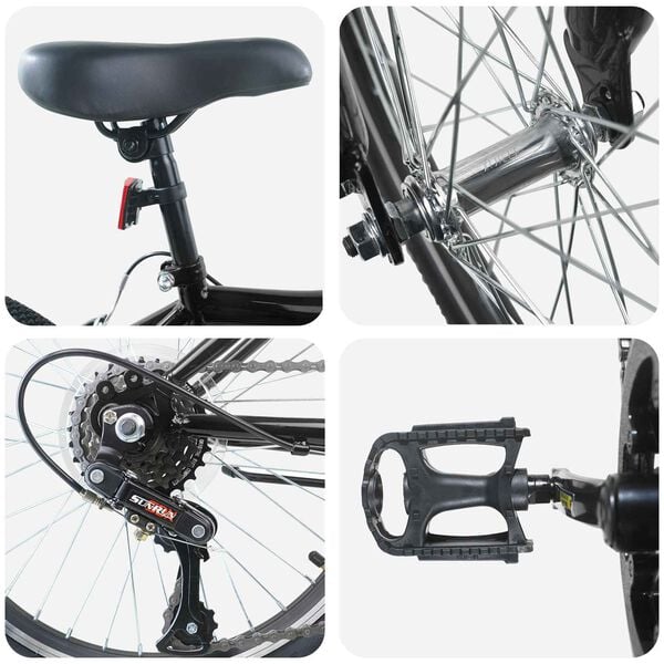 vidaXL Kinderfiets 20 Inch 6-Speed voor 6-11 jaar oud Zwart