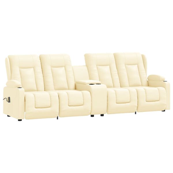 vidaXL Massagestoel 4-zits verstelbaar met bekerhouder kunstleer bruin