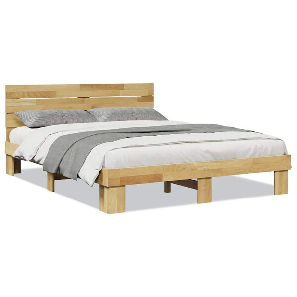 vidaXL Bedframe hoofdeinde zonder matras 150x200 cm massief hout eiken