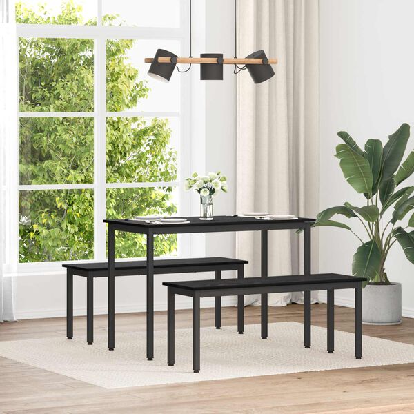 vidaXL Bank Zwart Eiken 110 x 35 x 45 cm Bewerkt hout