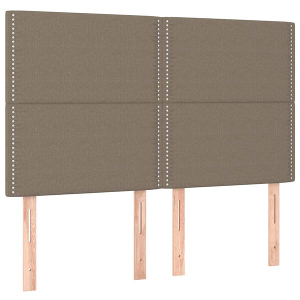 vidaXL Hoofdbord LED 144x5x118/128 cm stof taupe