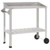 vidaXL Pottafel met Wielen 96 x 50 x 89 cm Roestvrij staal zilver