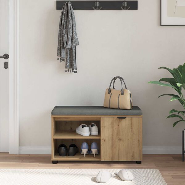 vidaXL Halbank met kussen Effen Artisan Eiken 80 x 38 x 46 cm