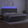 vidaXL Boxspring met matras en LED fluweel lichtgrijs 200x200 cm