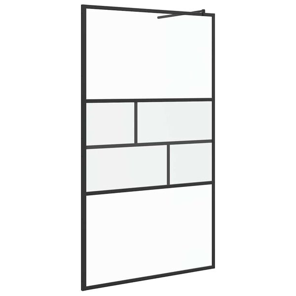 vidaXL Inloop Douche Wand Zwart 80 x 195 x 0.5 cm Glas en Aluminium