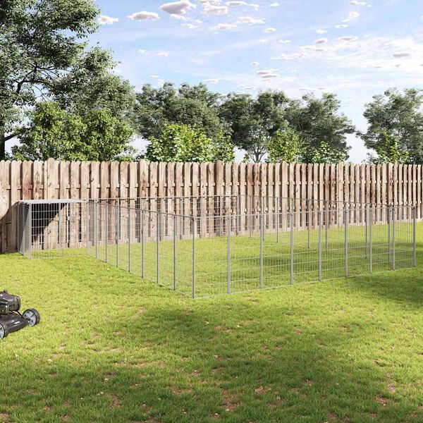 vidaXL Hondenkennel 37,51 m&sup2; staal zilverkleurig