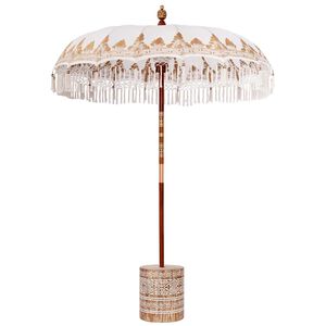 vidaXL Balinese parasol met basis Cr&egrave;mekleurig 185 x 185 x 260 cm