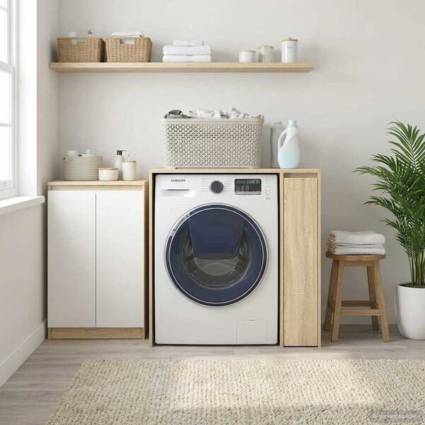 vidaXL Wasmachinekast met opslag Sonoma 87 x 60 x 89 cm Bewerkt hout